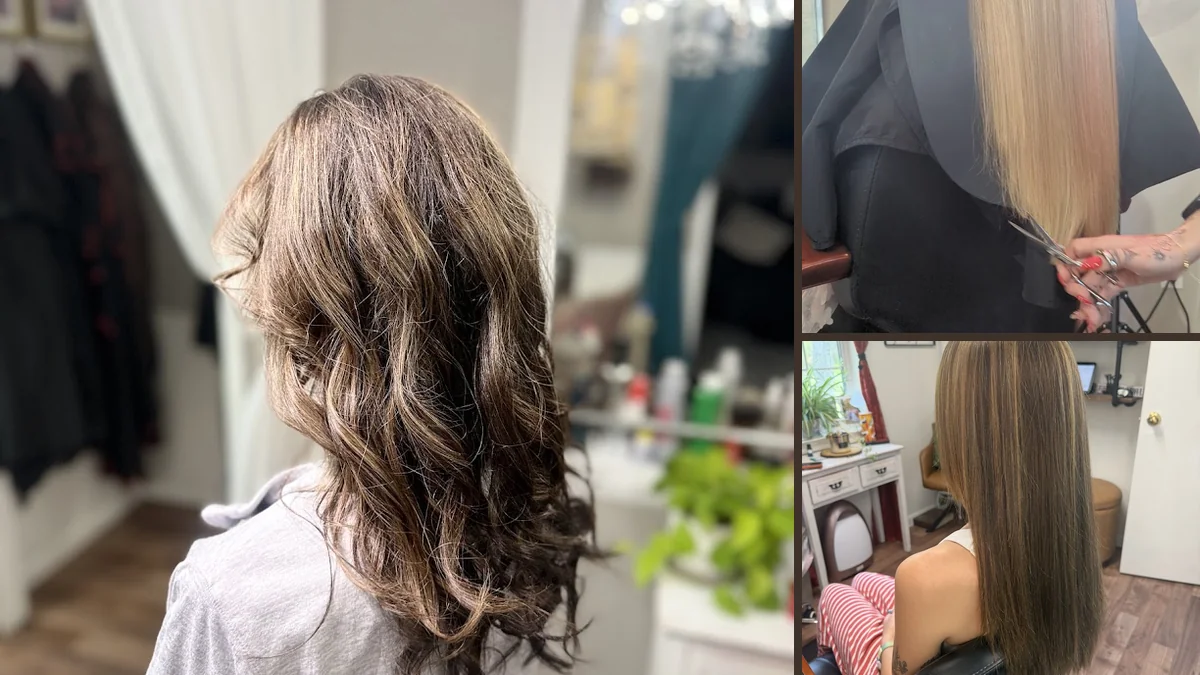 Haircut and color service area in a tidy salon.